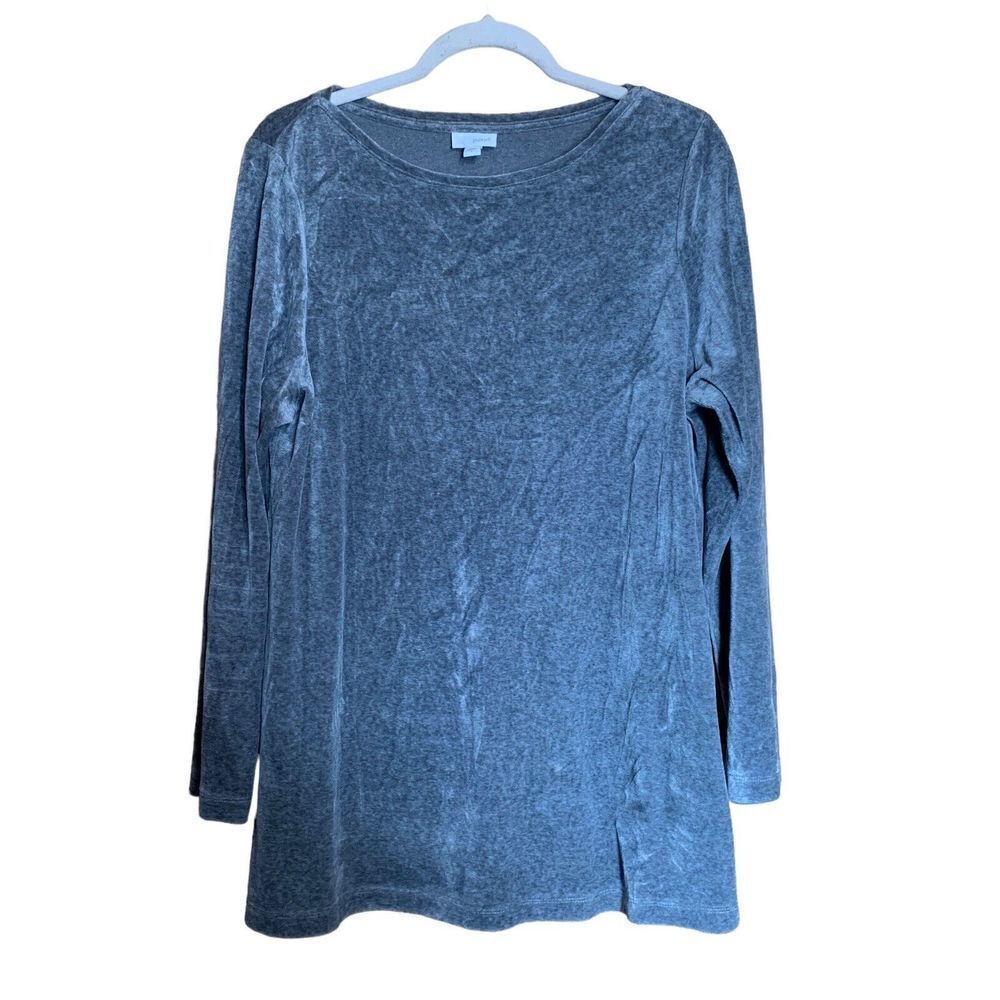 J. Jill Pure Jill Womens Size Large Gray Terry Stretch Tunic Top Blouse
